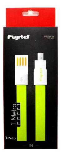 Cable Fujitel Usb A Micro Usb 1mt Plano Imantado Fx Color Verde Lima