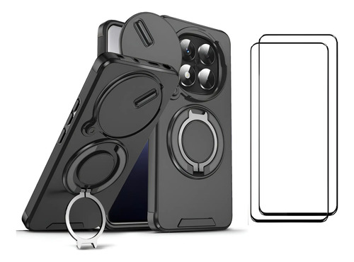Funda Mica Para Xiaomi Redmi Note 14 Pro 4g \u002F5g\u002F Poco X7 Case Uso Rudo Acrílico Carcasa + 2 Piezas Protector De Pantalla Cristal Templado Screen Cover | Meses sin interés