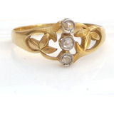 Anillo Oro Tricillo Diamates Art Nuveau Diseño Laureles