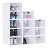 Cajas Organizadoras 12 Piezas Apilables Para Zapatos Blanco
