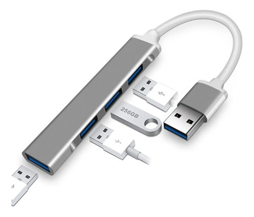 Hub Usb 4 Puertos Usb 3.0 De Aluminio Pc Laptop Y Android