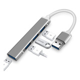 Hub Usb 4 Puertos Usb 3.0 De Aluminio Pc Laptop Y Android