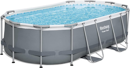 Piscina Estructurada Color Gris Con Escaleras Marca Bestway