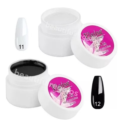 Gel Paint Uv Led Color X2 Unidades Blanco Y Negro Nail Art