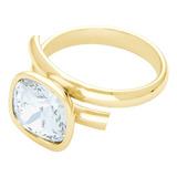 Anillo Cuadro Ajustable Baño Oro 14k Cristal Swarovski