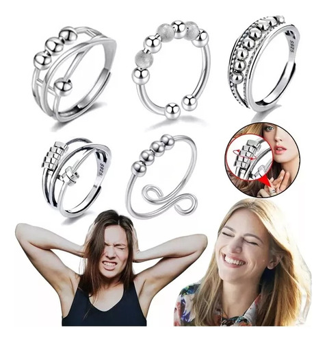 Anillos De Femenino Anti-ansiedad Cuentas Giratorias