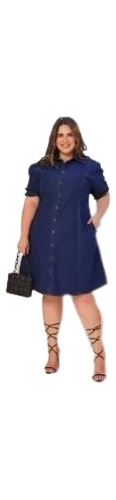 Vestido Camisão Chemise Jeans Plus Size