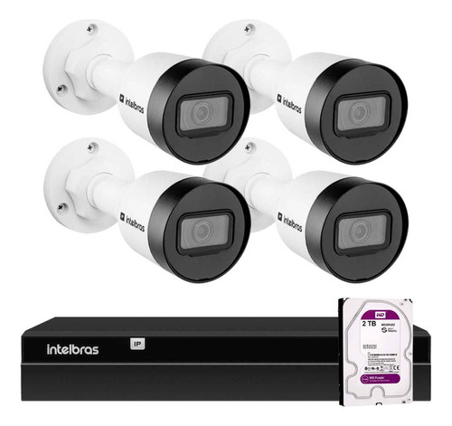 Kit 4 Câmeras Intelbras Vlp1230b Ip Ip67, Nvr 1404 Hd 2tb Pr