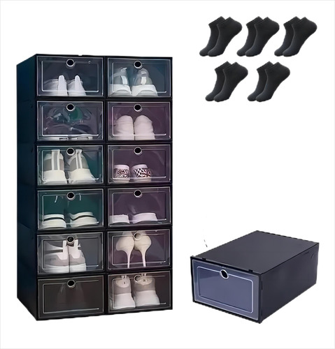 14pcs Cajas Organizadoras Apilables Zapatos +5pcs Calcetines