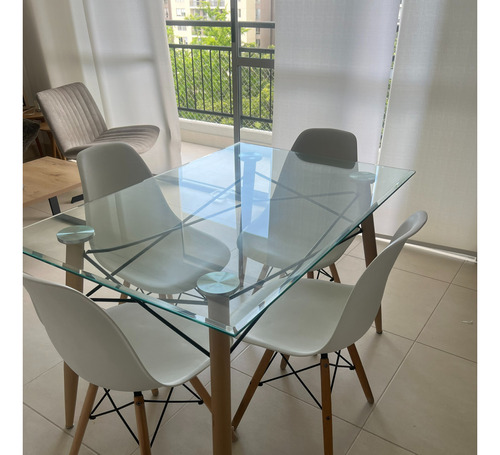 Set Comedor De Vidrio Moderno Soar 4 Puestos