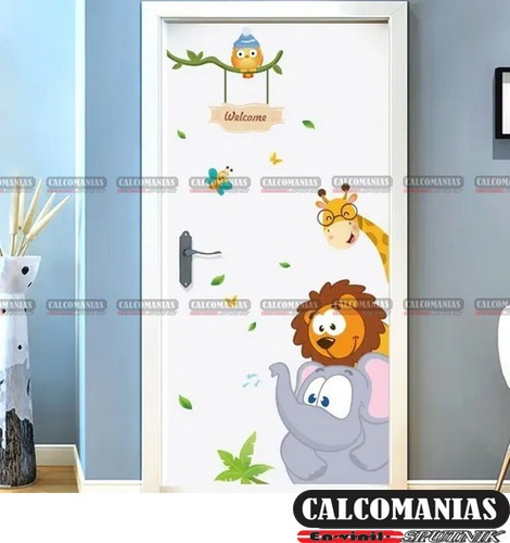 Vinil Decorativo Infantil Animalitos Decoración Para Puerta