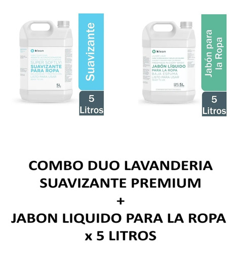 Combo Duo Jabón Liquido Para Ropa + Suavizante X 5 Litros