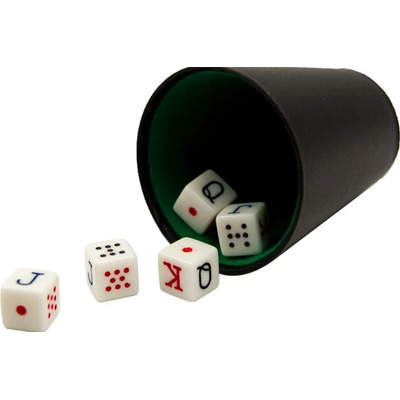 Cubilete Y 5 Dados De Poker Juego De Mesa Forrado En Curpiel | Meses sin interés
