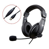 Headset Fone Para Pc Telemarketing Callcenter Com Mute Usb Cor Preto