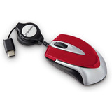 Mini Mouse Optico Con Cable Retractil Usb-c | Rojo