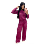 Conjunto Lanzinha Blusa Capuz Manga Longa E Calça Pantalona