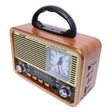 Radio Vintage Con Reloj Clásico Am Fm Bluetooth Recargable