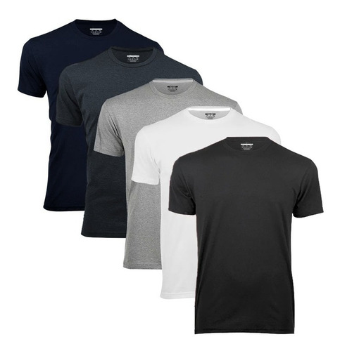 5 Camisetas Masculina Camisas Slim 100% Algodão Atacado