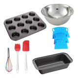 Kit Reposteria Cornet Budinera Muffins Teflon Bowl Batidor 