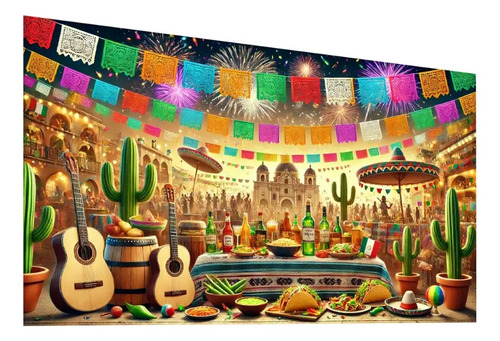 Backdrop Para Fotos Fiesta Mexicana Decoración 160x107