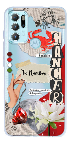 Funda Para Motorola Mujer Signo Zodiaco Cáncer Con Tu Nombre