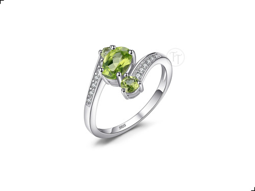 Anillo Peridoto Natural 1.11 Ct Plata Esterlina 925 Metting