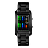 Mens Creative Binary Matrix Blue Led Reloj Resistente Al Agu