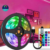 Tira Led De Luces Usb Rgb 5 Metros Con Control Remoto