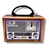Radio Bocina Bluetooth/usb Reloj Vintage Retro Bc417 Recarga