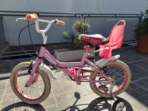 Bicicleta Rodado 16 Top Mega Infantil Princess Con Rueditas.