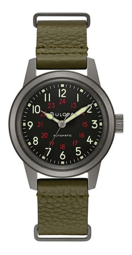 Reloj Bulova Hombre Military Automatico 98a255 Agente Ofi. M