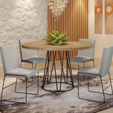 Conjunto Sala De Jantar Mesa 110cm Mdf/bp E 4 Cadeiras Dubai