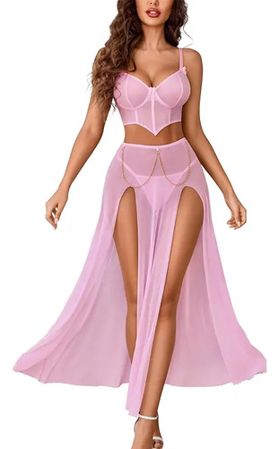 Corsé Con Aros Y Vestidos Con Abertura Adornado Con Encaje