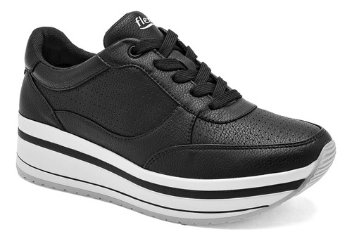 Tenis Plataforma Mujer Flexi Negro 120-517