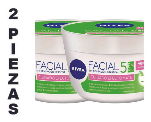 Crema Facial Nivea 5 En 1 Bambú Efecto Mate 375 Ml,2