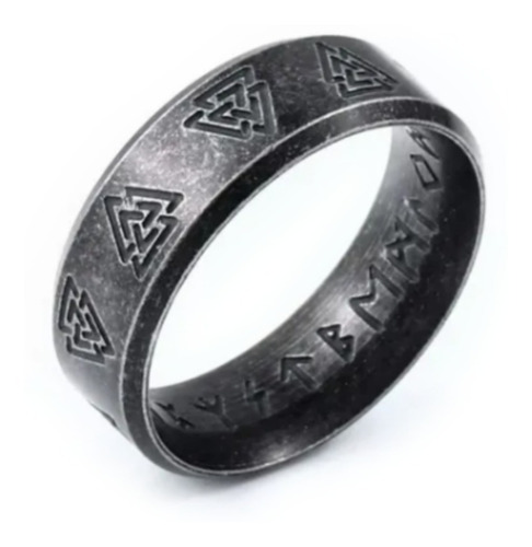 Anillo Vikingo Nórdico Amuleto Runas En Acero Inoxidable