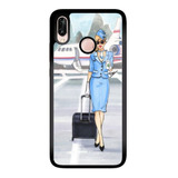 Funda Protector Huawei Azafata Vuelo Avion Aviacion