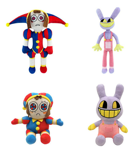 4piezas Peluche De Circo Digital, Conejitos.payasos