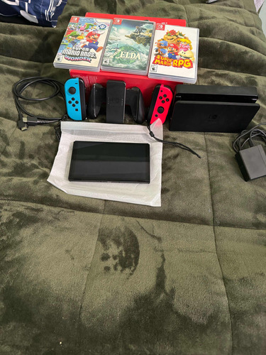 Nintendo Switch Oled Neón/azul 64gb 5 Juegos 