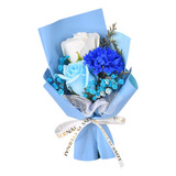 Buquê De Flores De Sabão, Lembrança De 20cm Papel Azul