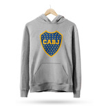 Buzo Canguro Boca Juniors Escudo En El Pecho Gris