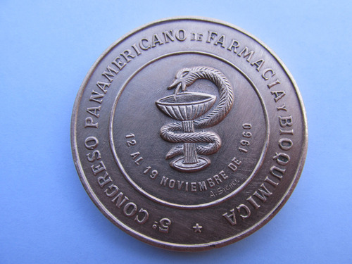 Antigua Medalla Congreso Farmacia Bioquimica Chile 1960 Rara