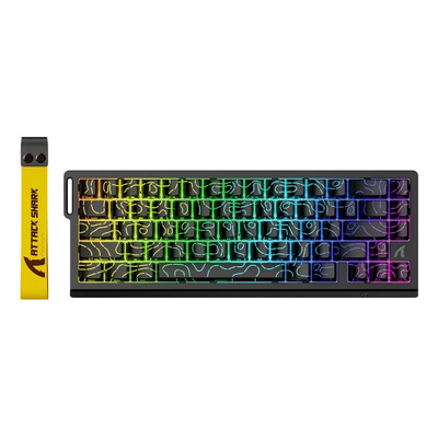 Teclado magnético Attack Shark X68 He Fast Shooting 8 Teclado Black Contour Lines | Frete grátis