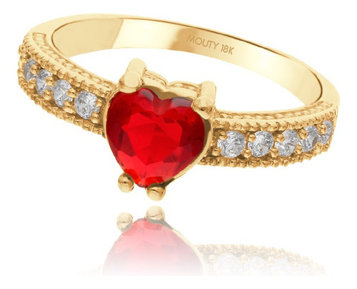 Anillo De Promesa Fanny En Oro 18 Kilates C.roja Mouty