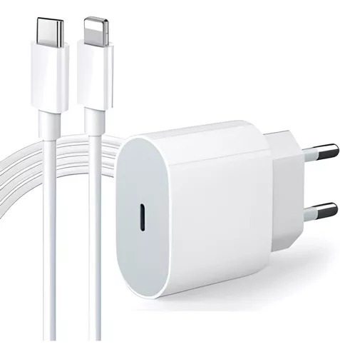 Cabo + Fonte Compatível iPhone SE X Xr 11 12 13pro 14 Usb-c