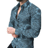 Camisa Casual De Manga Larga Con Estampado Floral 3d