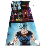 Dragon Ball Super Turquesa- Combo Manta + 2 Fundas Almohadón