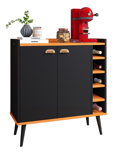 Buffet Organizador Cozinha Porta Utensílios Decoração Sala Cor Preto/cinamomo