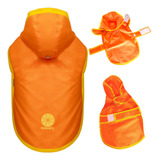 Capa De Chuva Laranja Com Velcro Roupa Pet Cachorro