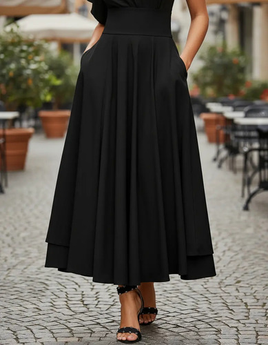 Dama Falda Negra Moda Maxi Largas Mujer Casual Dama Elegante | Envío gratis
